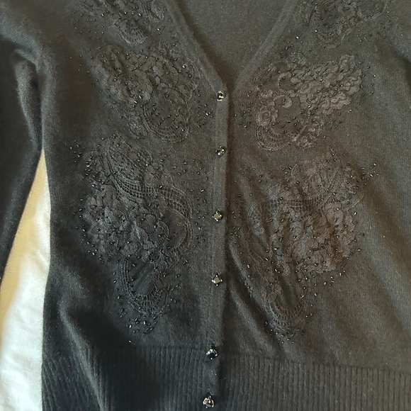 Ann Taylor Black Cardigan with Beaded Accents size:S - Picture 8 of 9